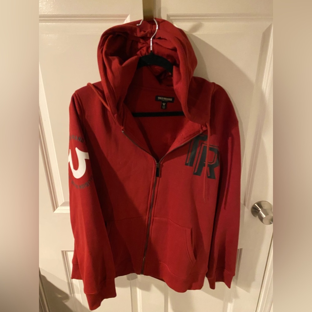 Men’s True Religion Vibrant Red Zip-Up Hoodie